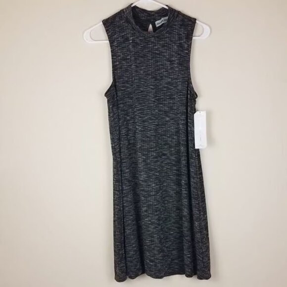 Almost Famous Black Marled Sleeveless Mock Neck Dress - Picture 1 of 7
